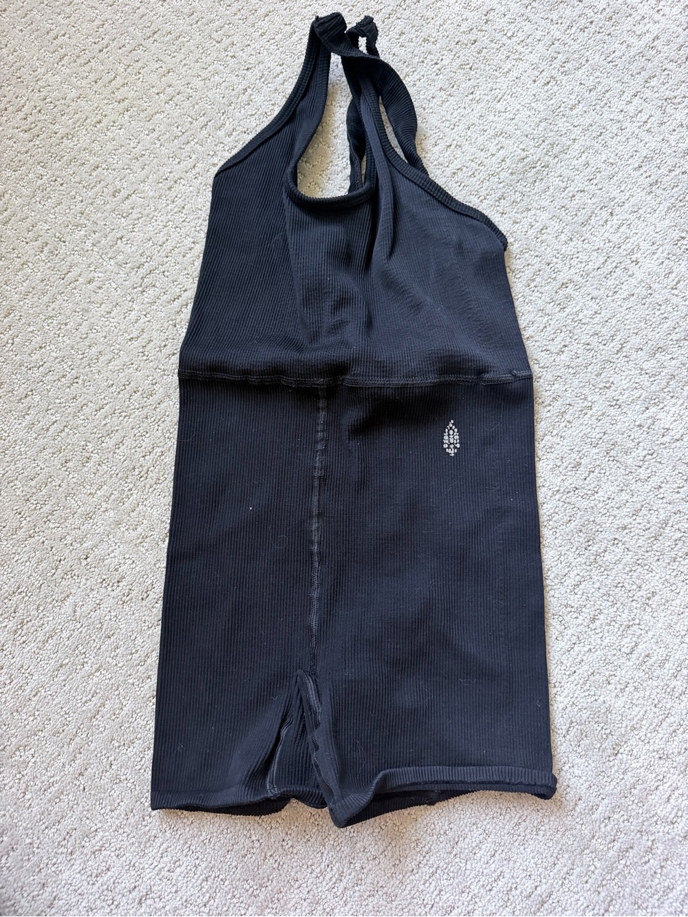 FP Movement by Free People Black Ribbed Halter Jumpsuit Romper